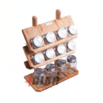 جا ادویه رومیزی چوب شیشه 12 قوطی آلبا - Alba